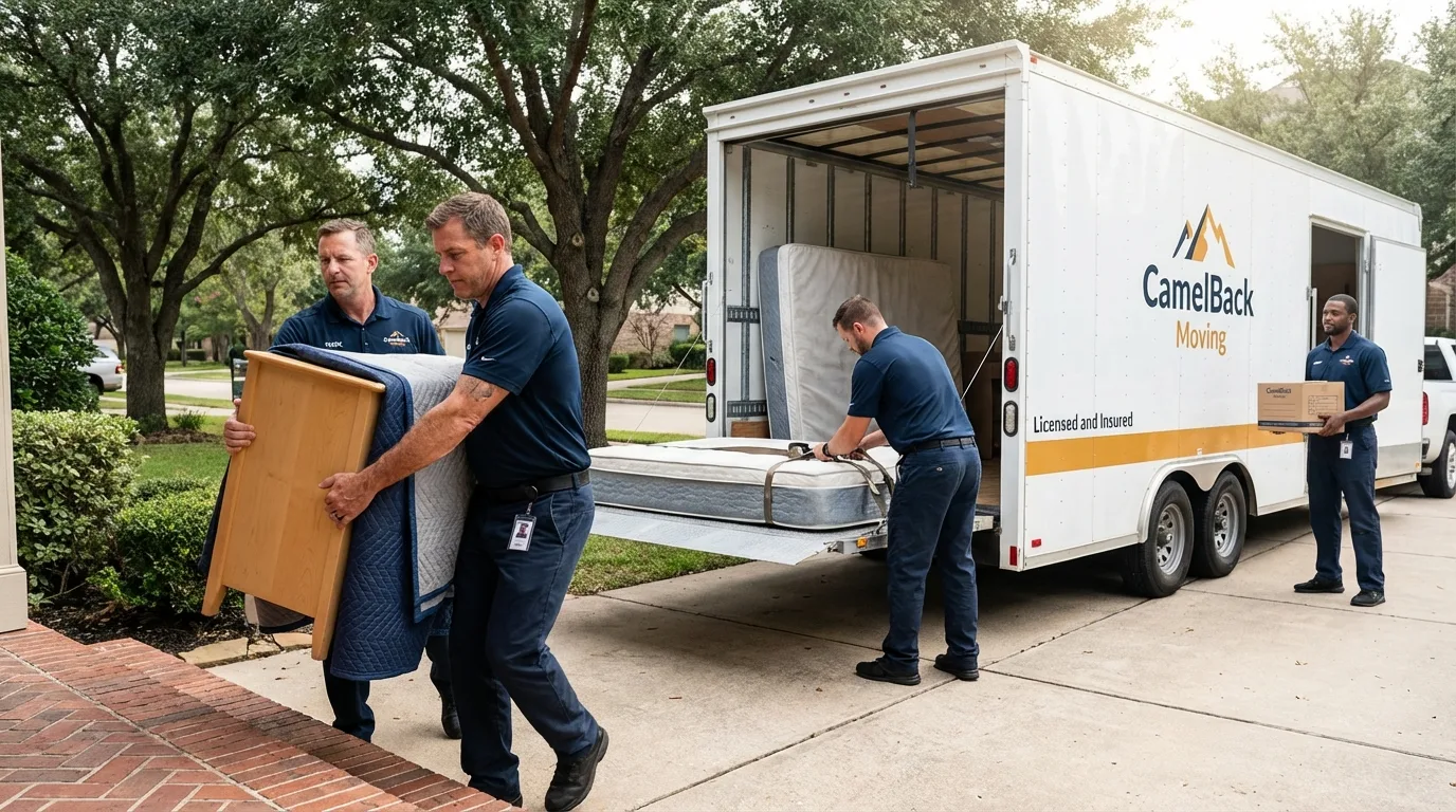 Crew loading residential truck for cross-state move from Sauk Rapids, MN