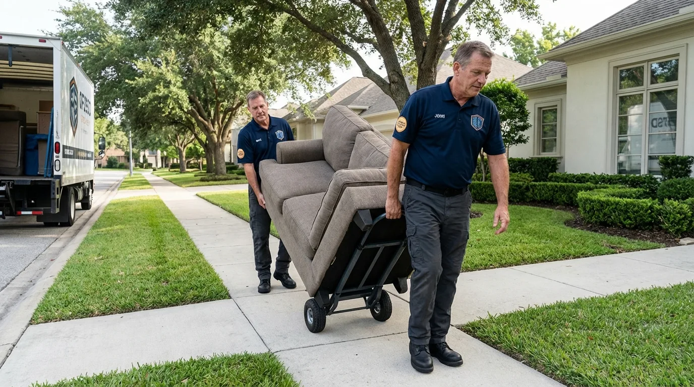Local residential moving crew loading furniture in Sauk Rapids, MN